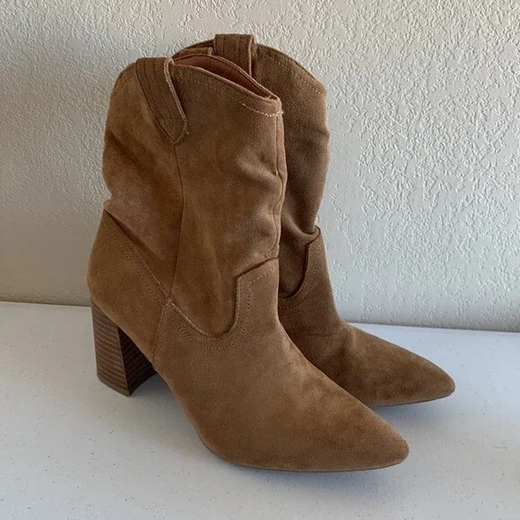 Mi.iM Mavis Western Faux Suede Pointed Toe Block Heel Boots Sz 9 - Picture 3 of 10